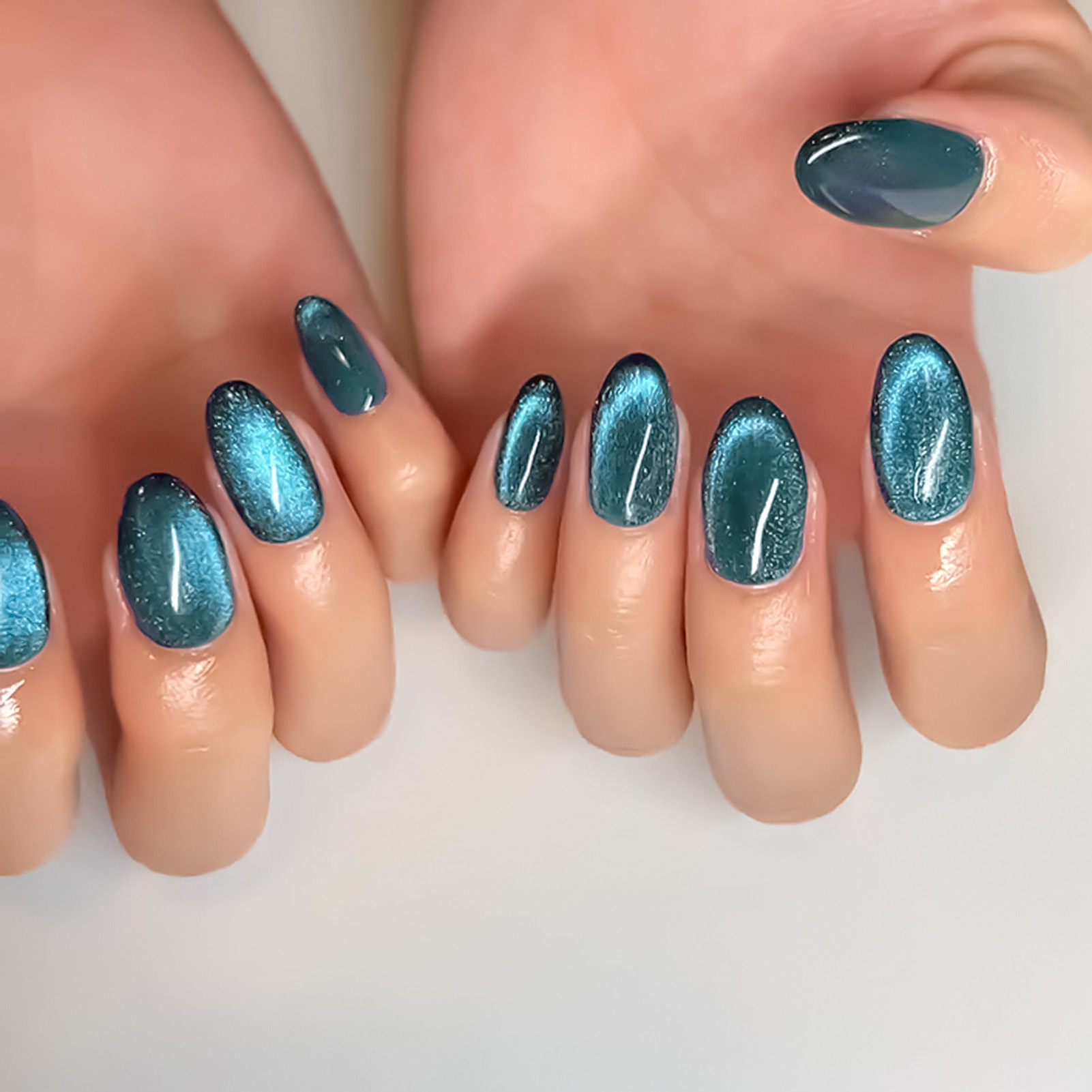 Nail Art Extension Cat Eye - Blue Cat Eyes Resin Nail Extension