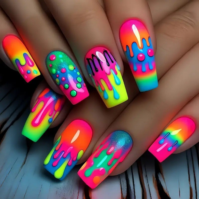 24pcs/set short Medium Long fa - Nail Art Fake Nails recension och pris