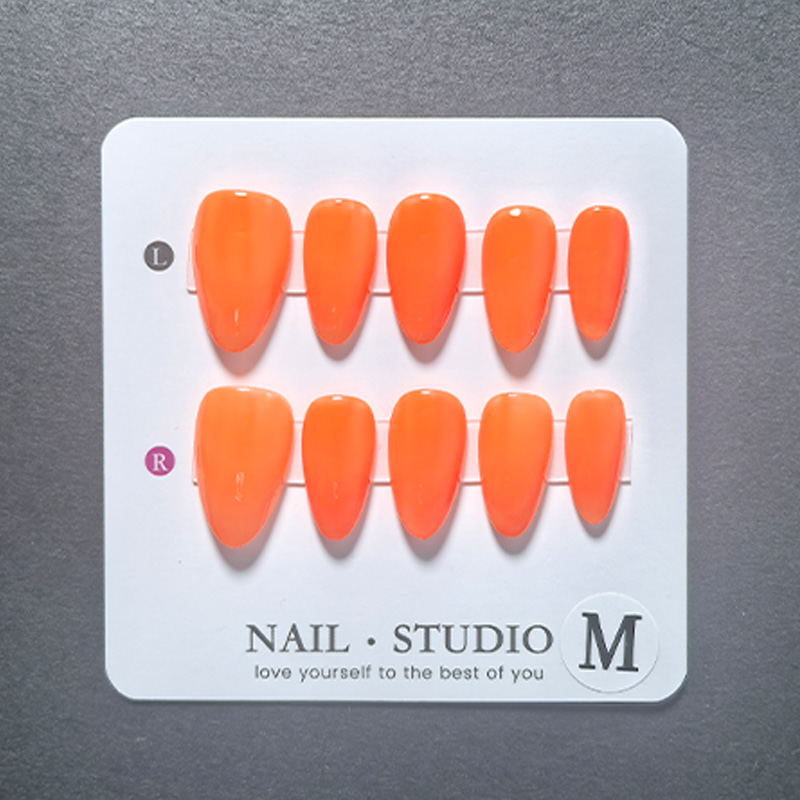 10pcs Almond Press on Nails Ha - Nail Art Orange recension och pris