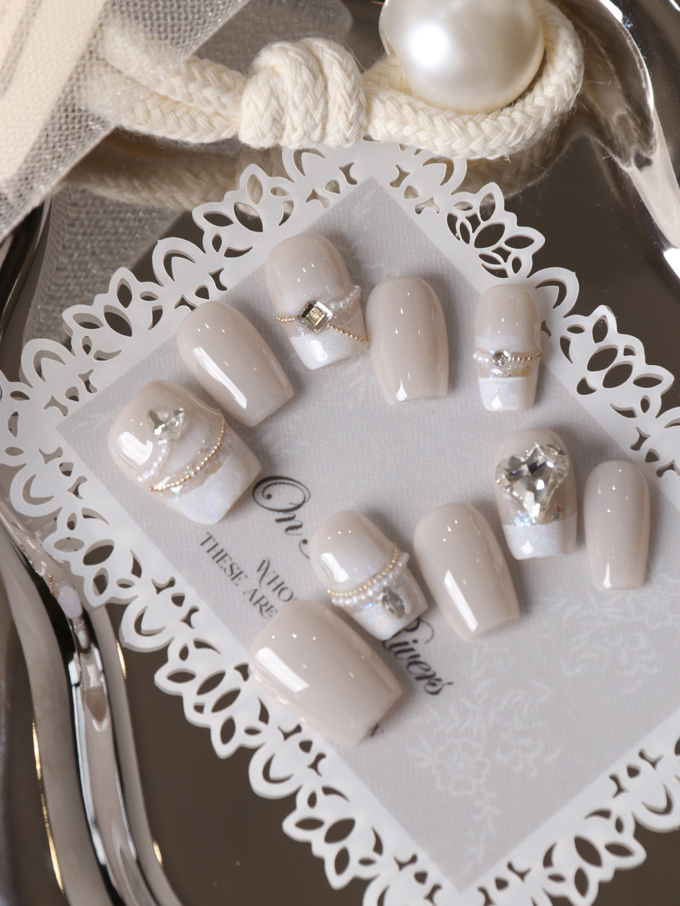 10Pcs Press on Nails Short Whi - Nail Art Fake Nails recension och pris