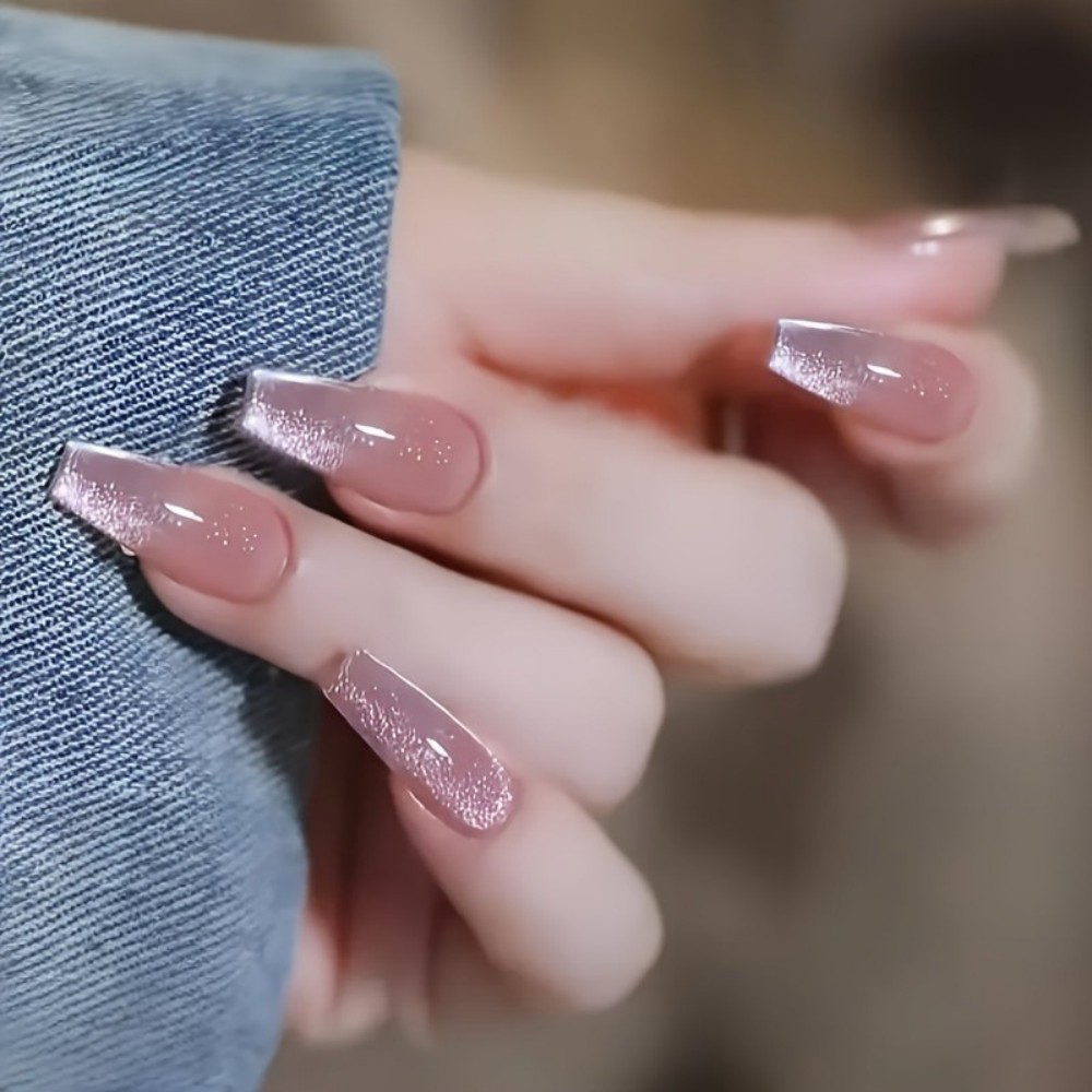 24pcs Sparkling Pink Glitter C - Nail Art Fake Nails recension och pris