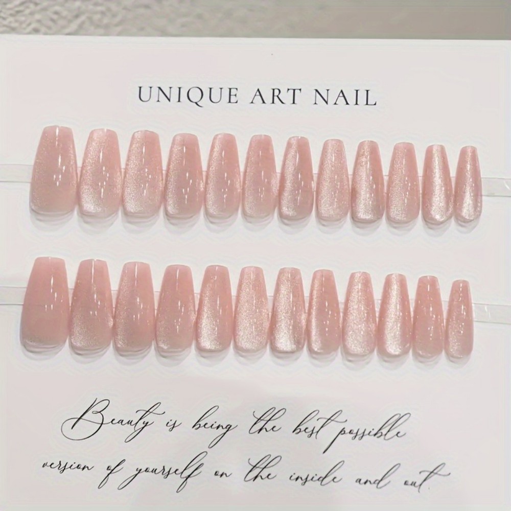 24pcs Sparkling Pink Glitter C - Nail Art Fake Nails recension och pris