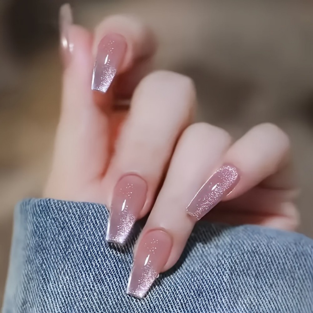 24pcs Sparkling Pink Glitter C - Nail Art Fake Nails recension och pris