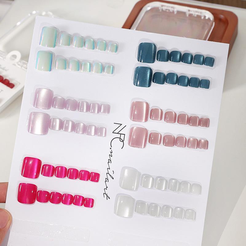 【B】10 Pcs/Box French Fake Nail - Nail Art Extension Cat Eye recension och pris